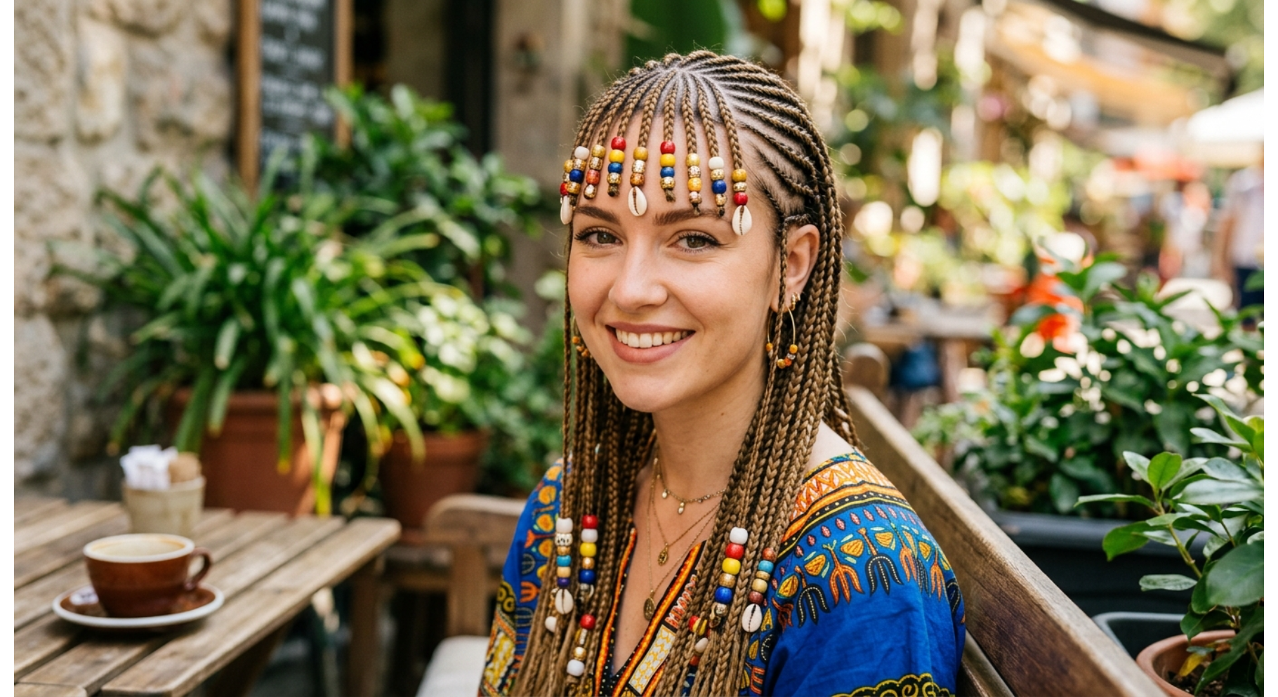 Fulani Braids with Beads and Braided Bangs