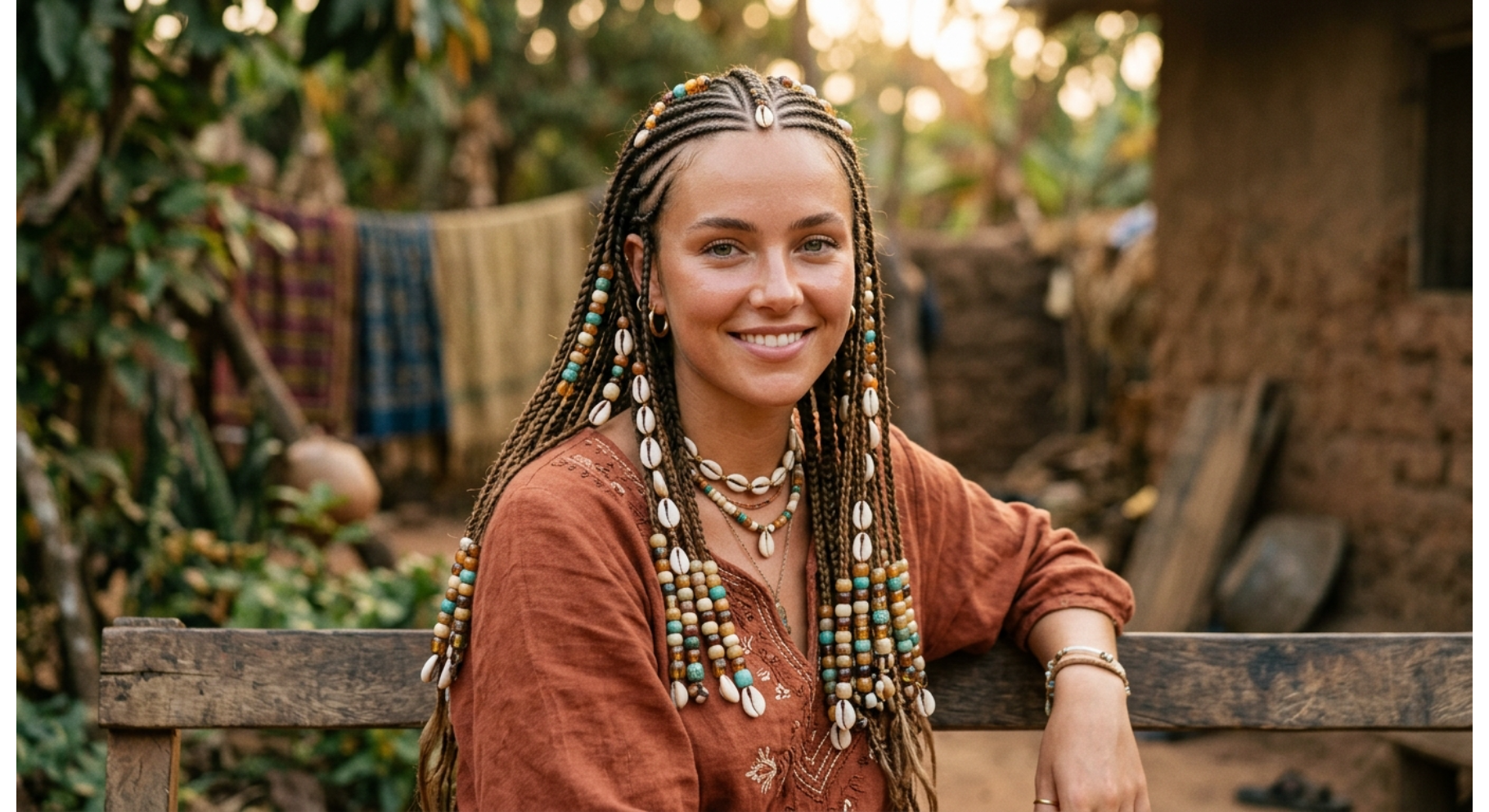 Fulani Braids with Beads and Cowrie Shells