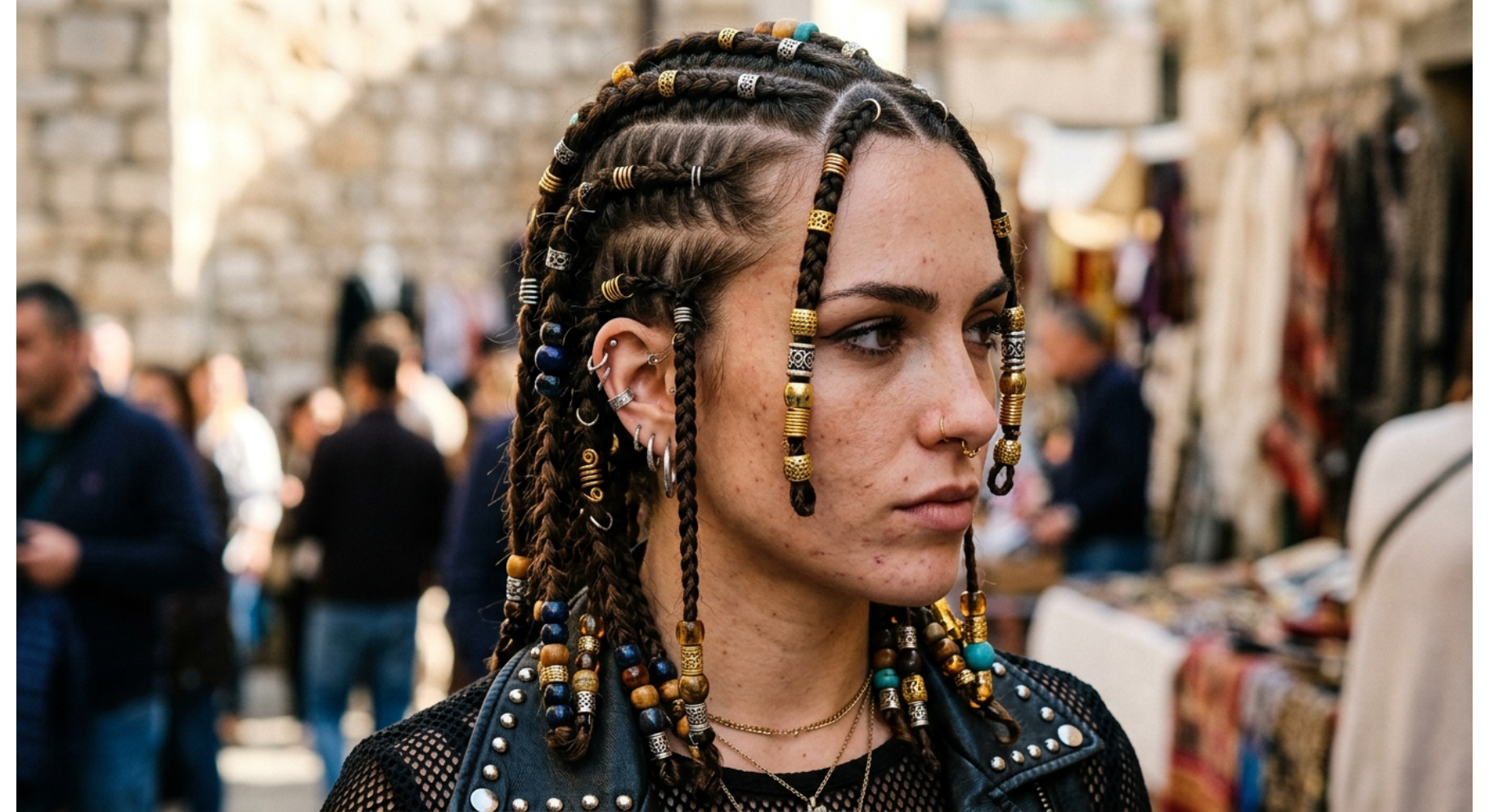 Fulani Braids with Beads and Rings