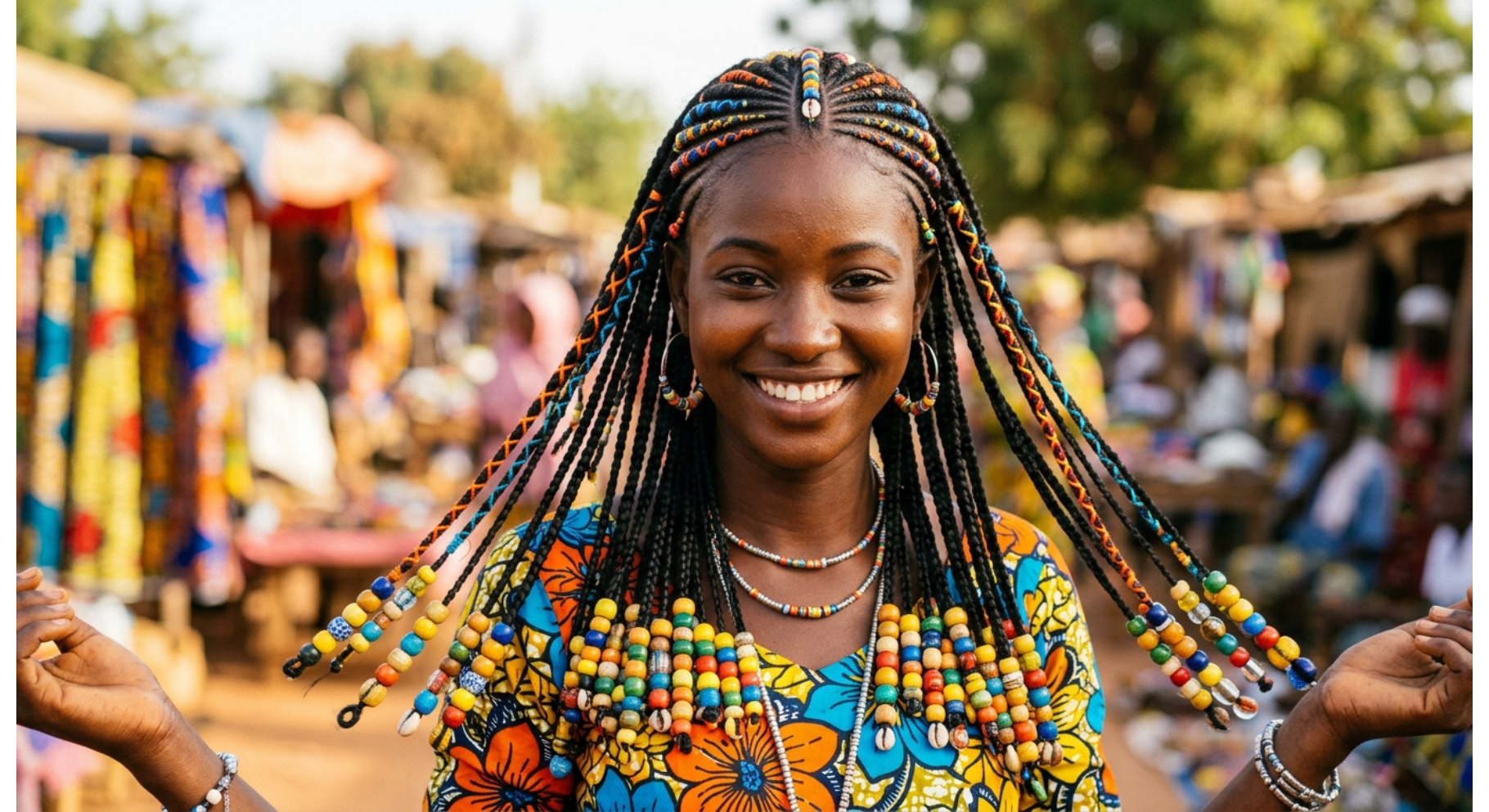 Fulani Braids with Colored Beads