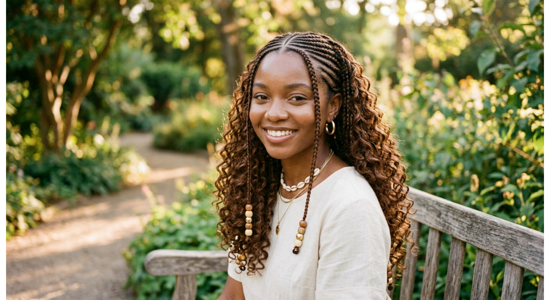 Fulani Braids with Curly Ends and Beads