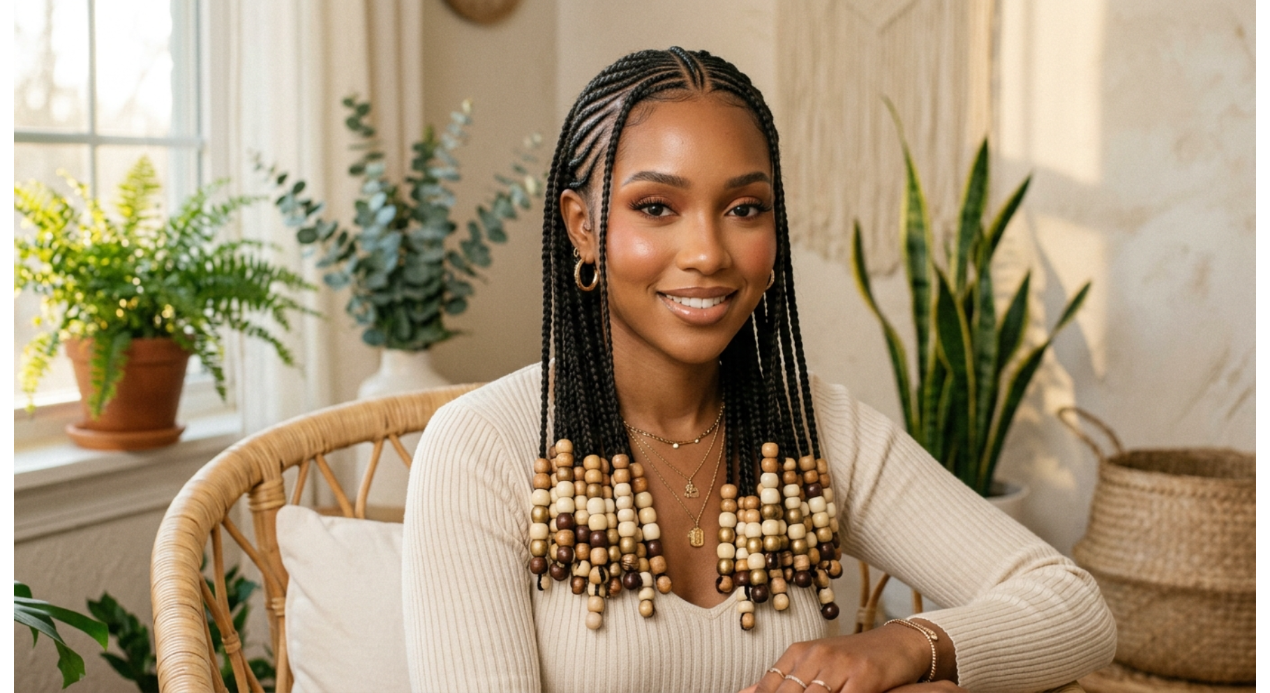 Fulani Braids with Layered Beads