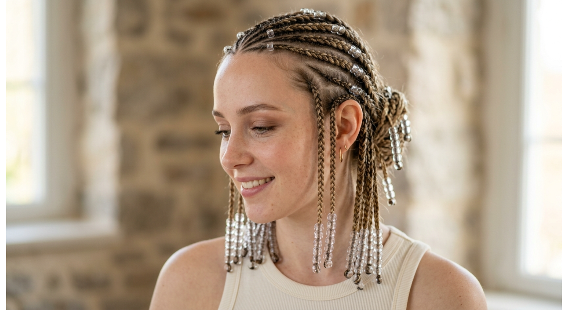 Fulani Braids with Transparent Beads