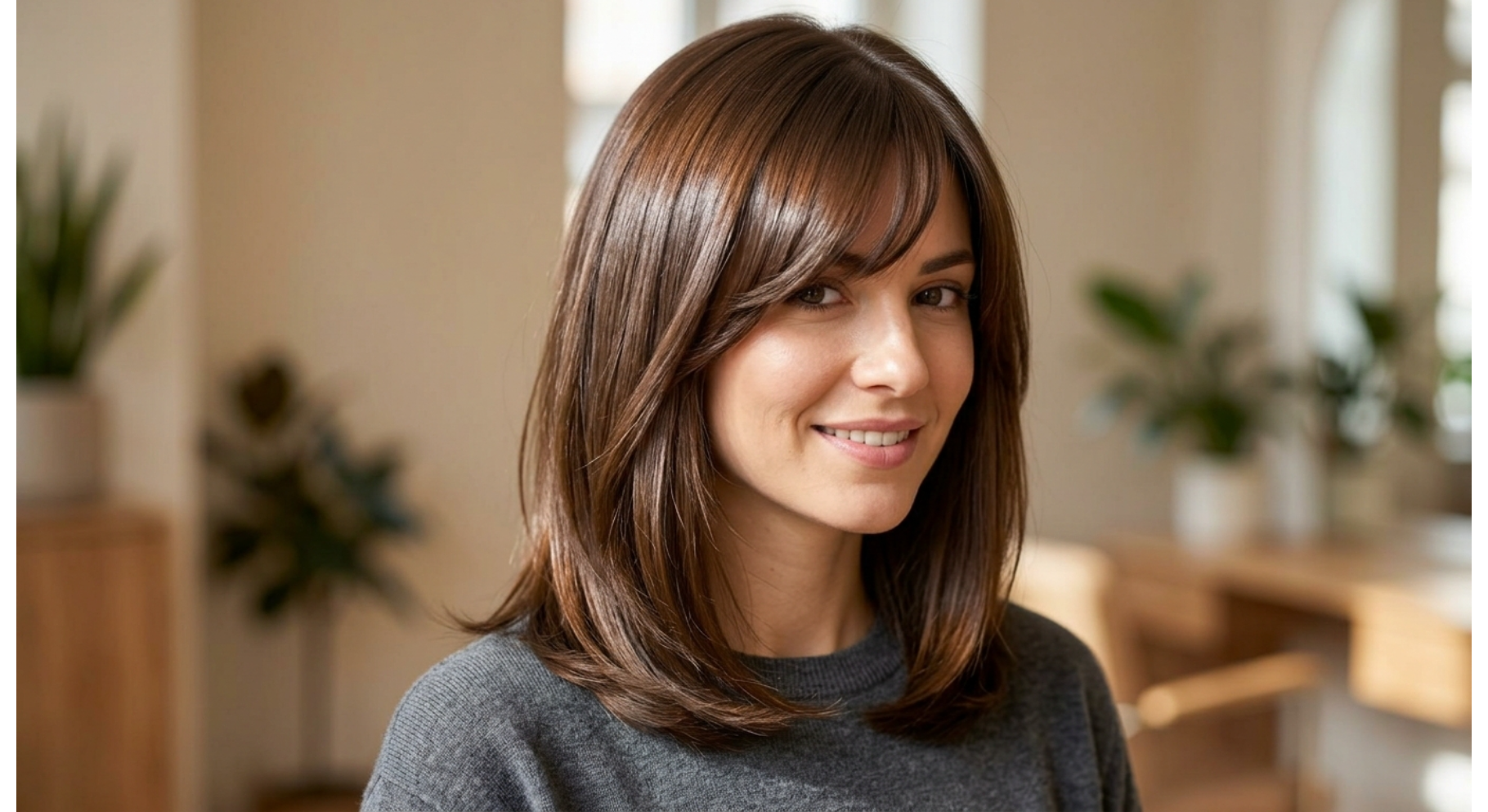 Glossy Finish Style with Side Bangs