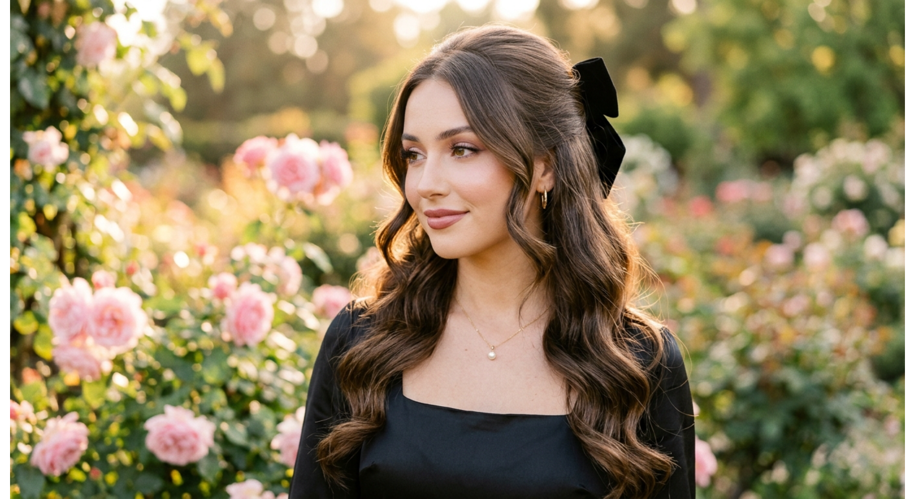 Half Up Velvet Bow Style