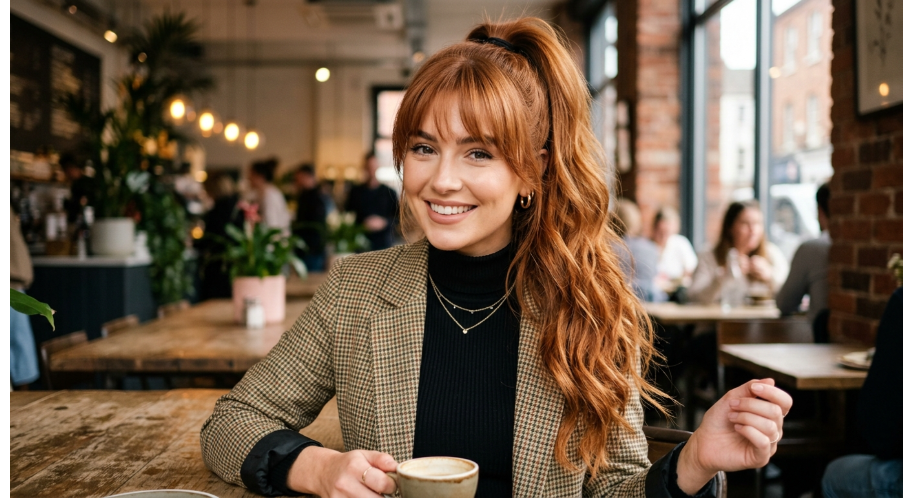 High Ponytail with Bangs