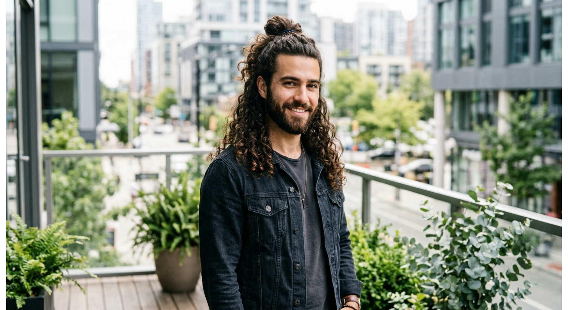 Long Curly Half-Up Style Cut