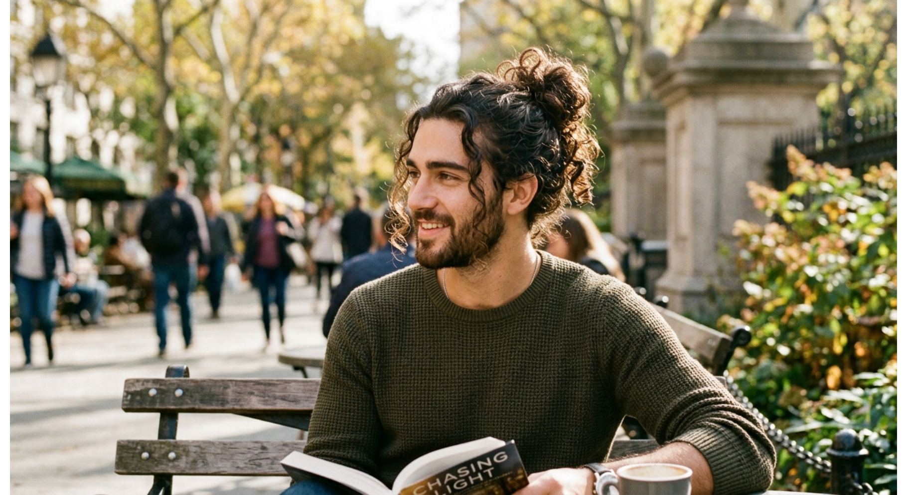 Long Curly Man Bun Layers