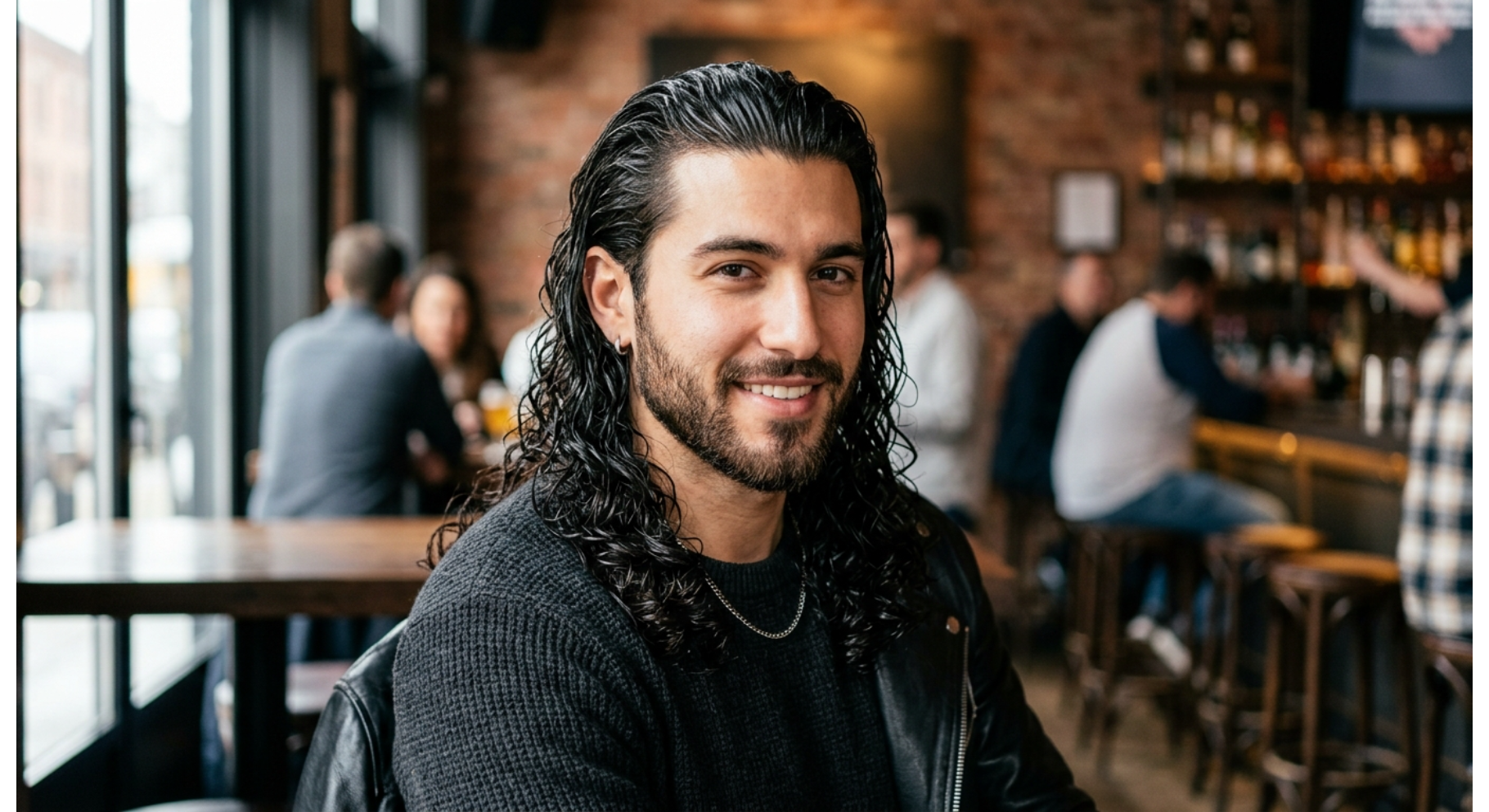 Long Curly Slick Back