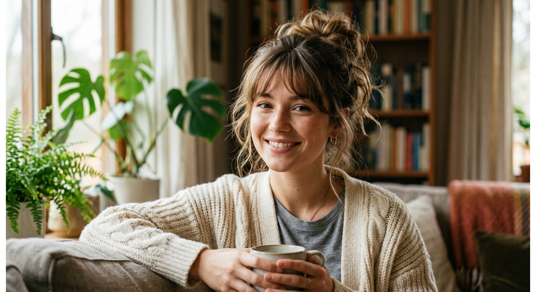 Messy Bun with Soft Bangs