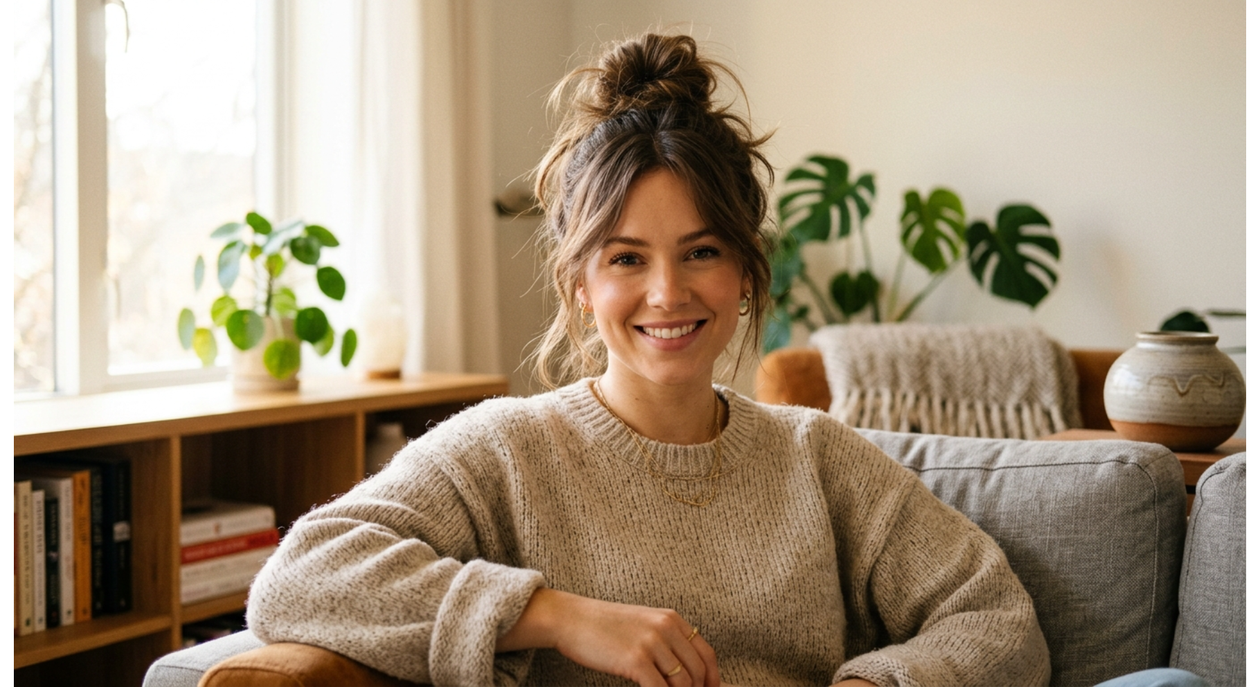 Messy Top Knot with Wispy Pieces