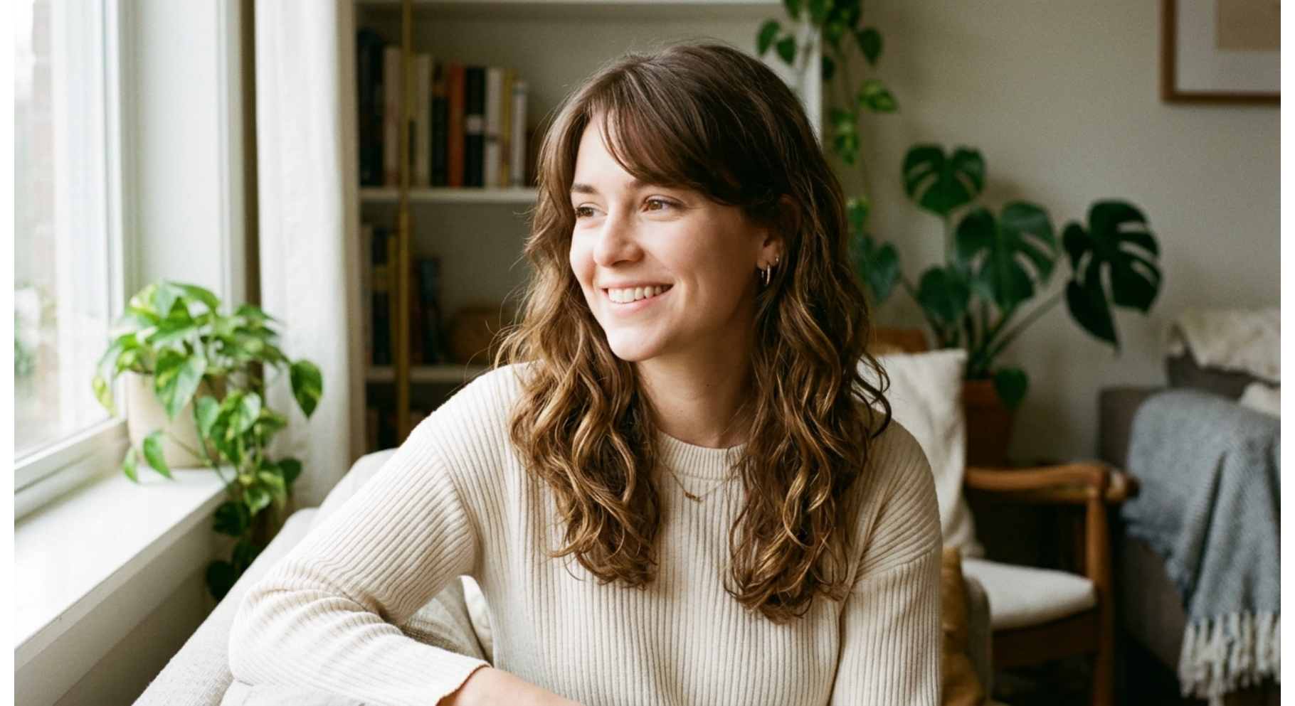 Natural Air Dry Style with Side Bangs