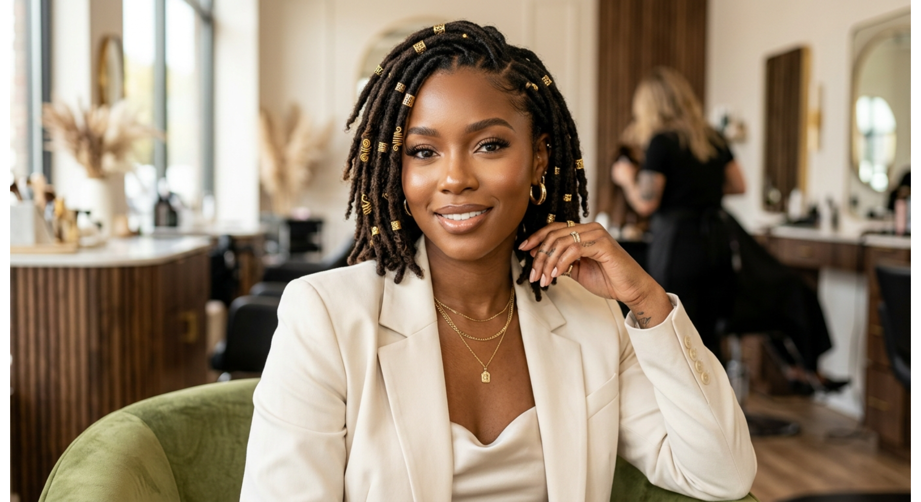 Short Locs With Gold Cuffs