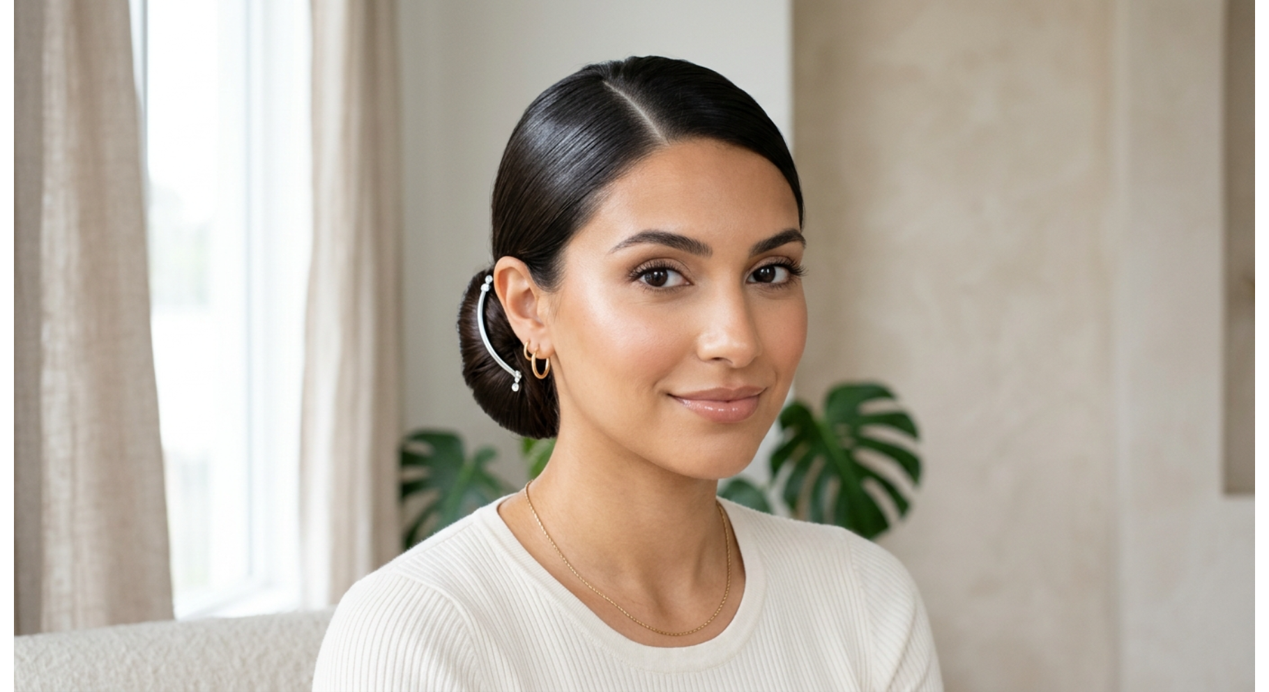 Side Part Slick Bun