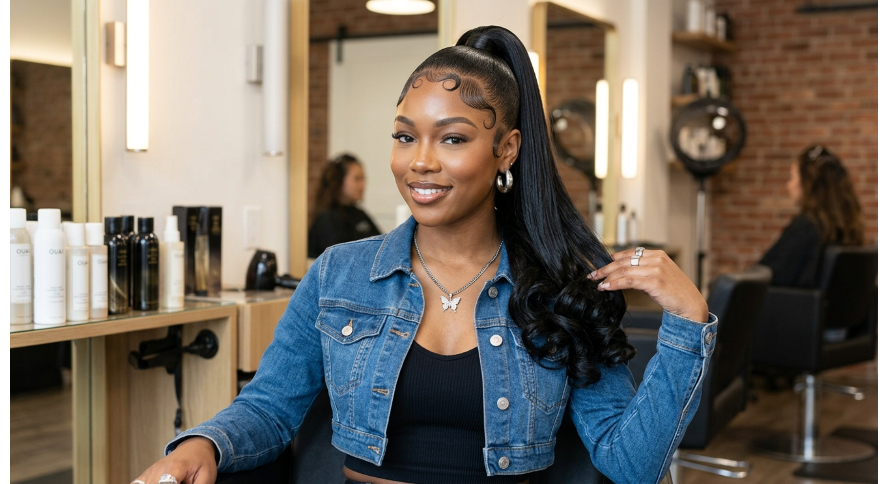 Sleek High Ponytail With Curled Ends