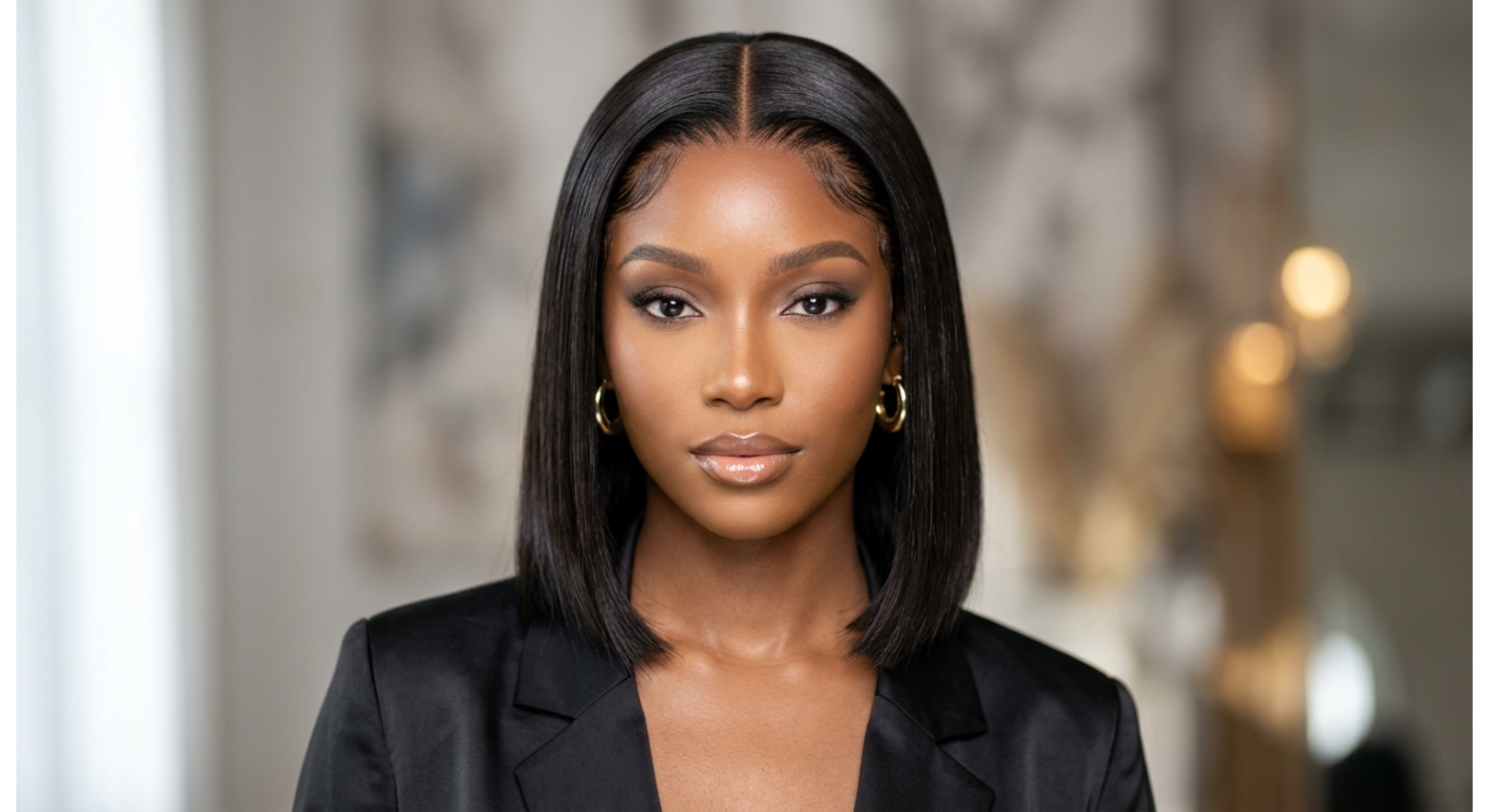 Sleek Middle Part Bob