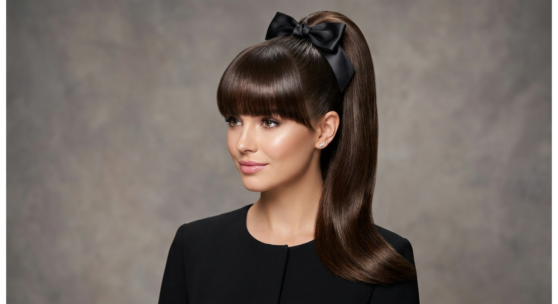 Sleek Ponytail with Full Fringe
