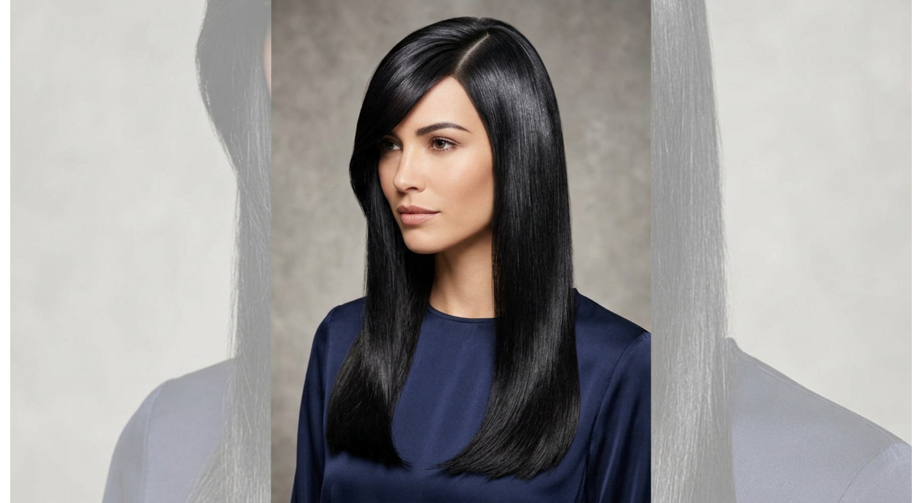 Sleek Straight Hair with Deep Side Bangs