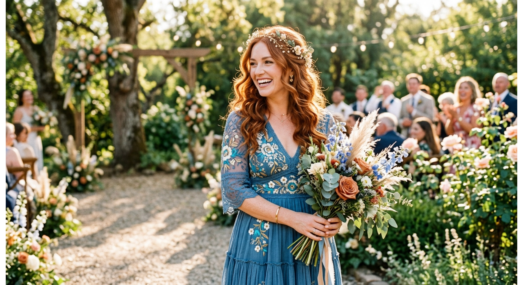 Soft Boho Waves with Hair Vine