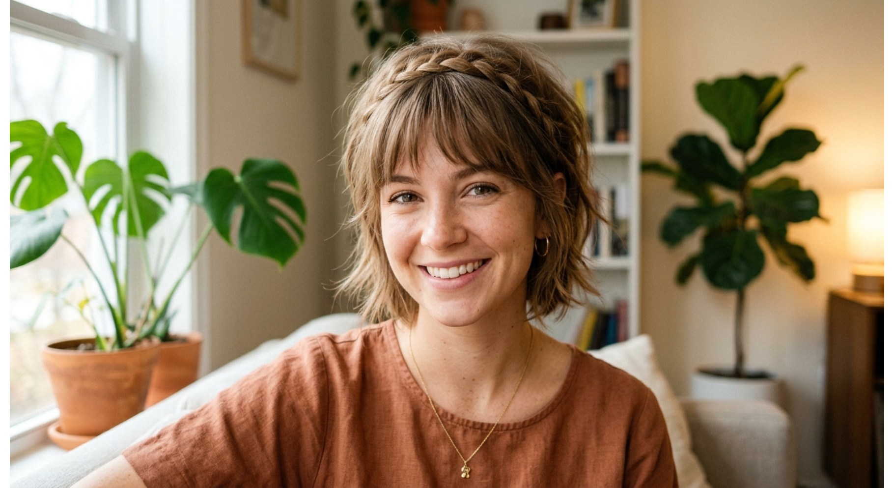 Soft Layered Shag with Brow-Grazing Bangs