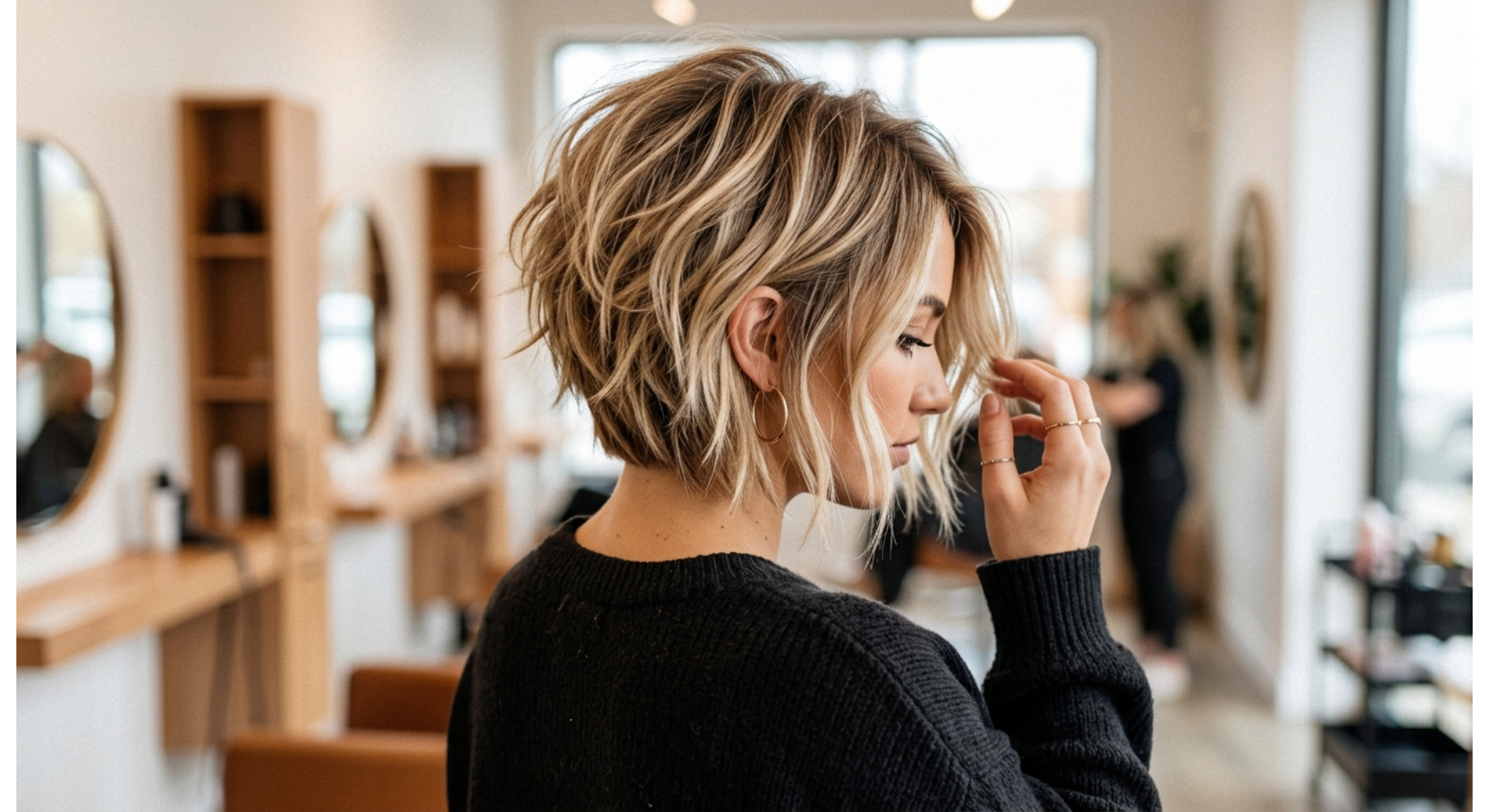 Stacked Messy Bob with Volume at the Back