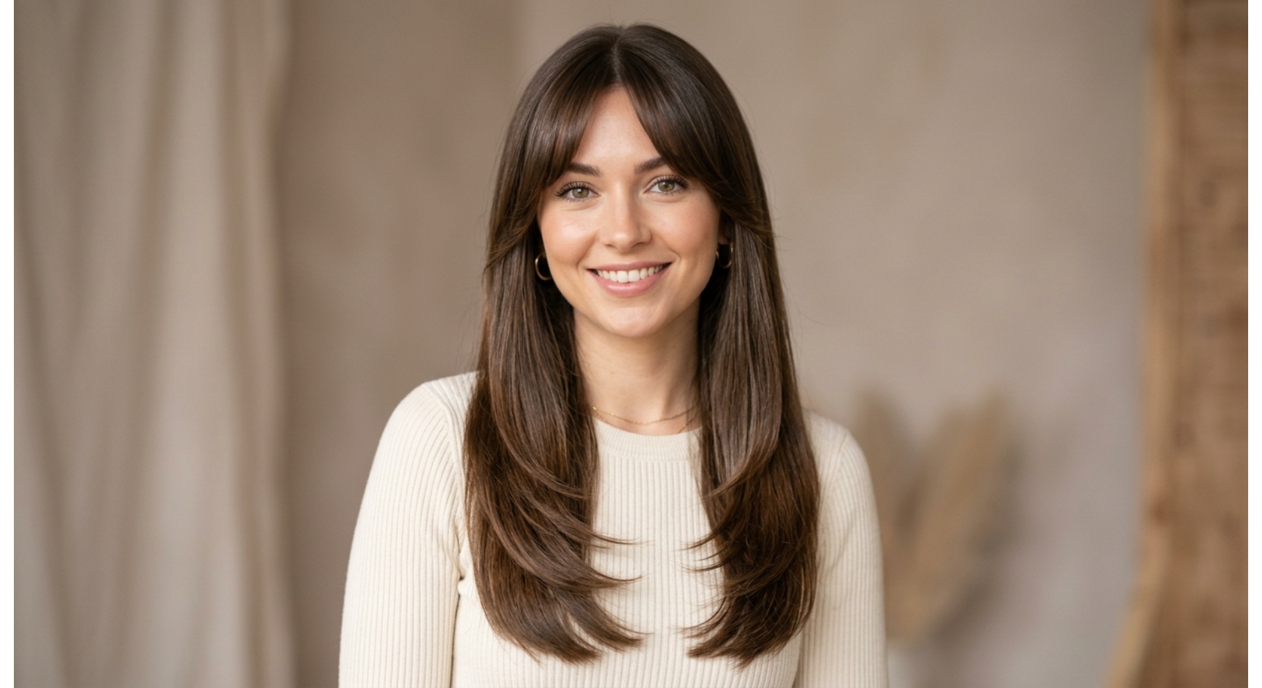 Straight Hair with Soft Curtain Bangs