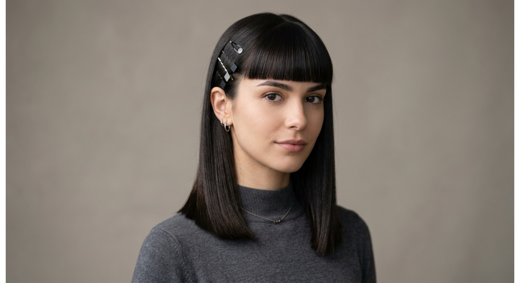 Straight Lob with Blunt Bangs