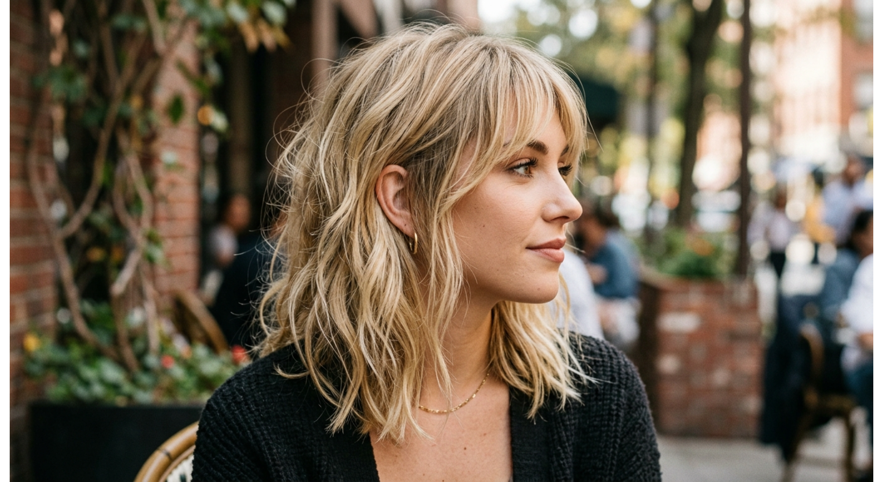 Textured Lob with Piecey Bangs