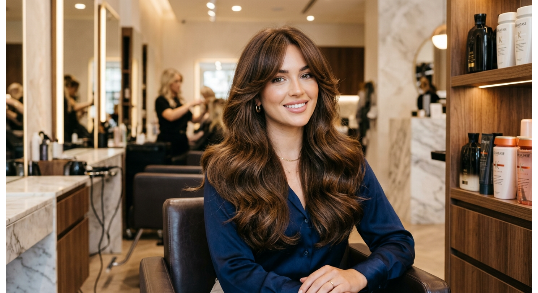 Voluminous Blowout with Curtain Bangs