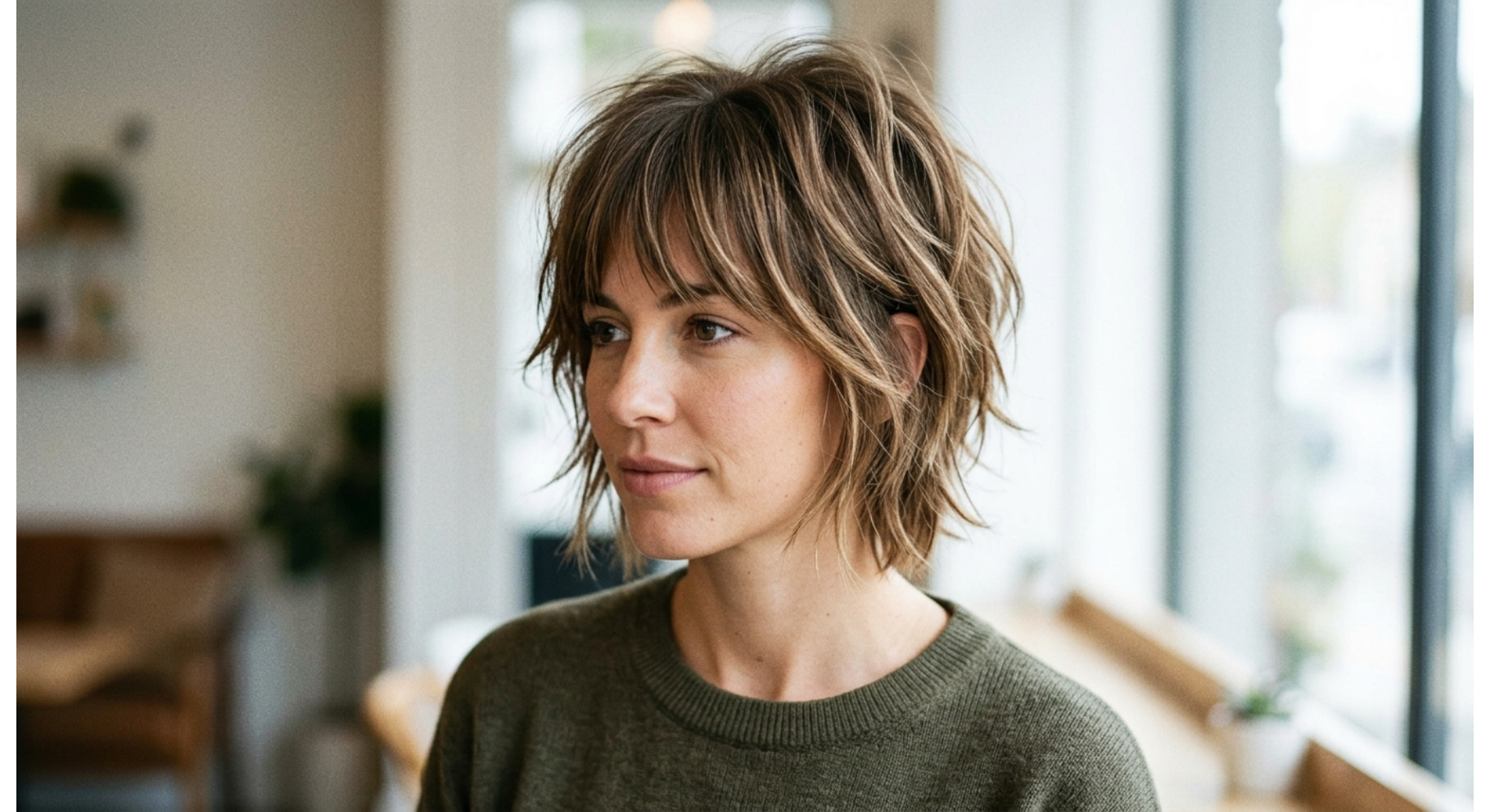 Voluminous Crown Shag with Wispy Fringe