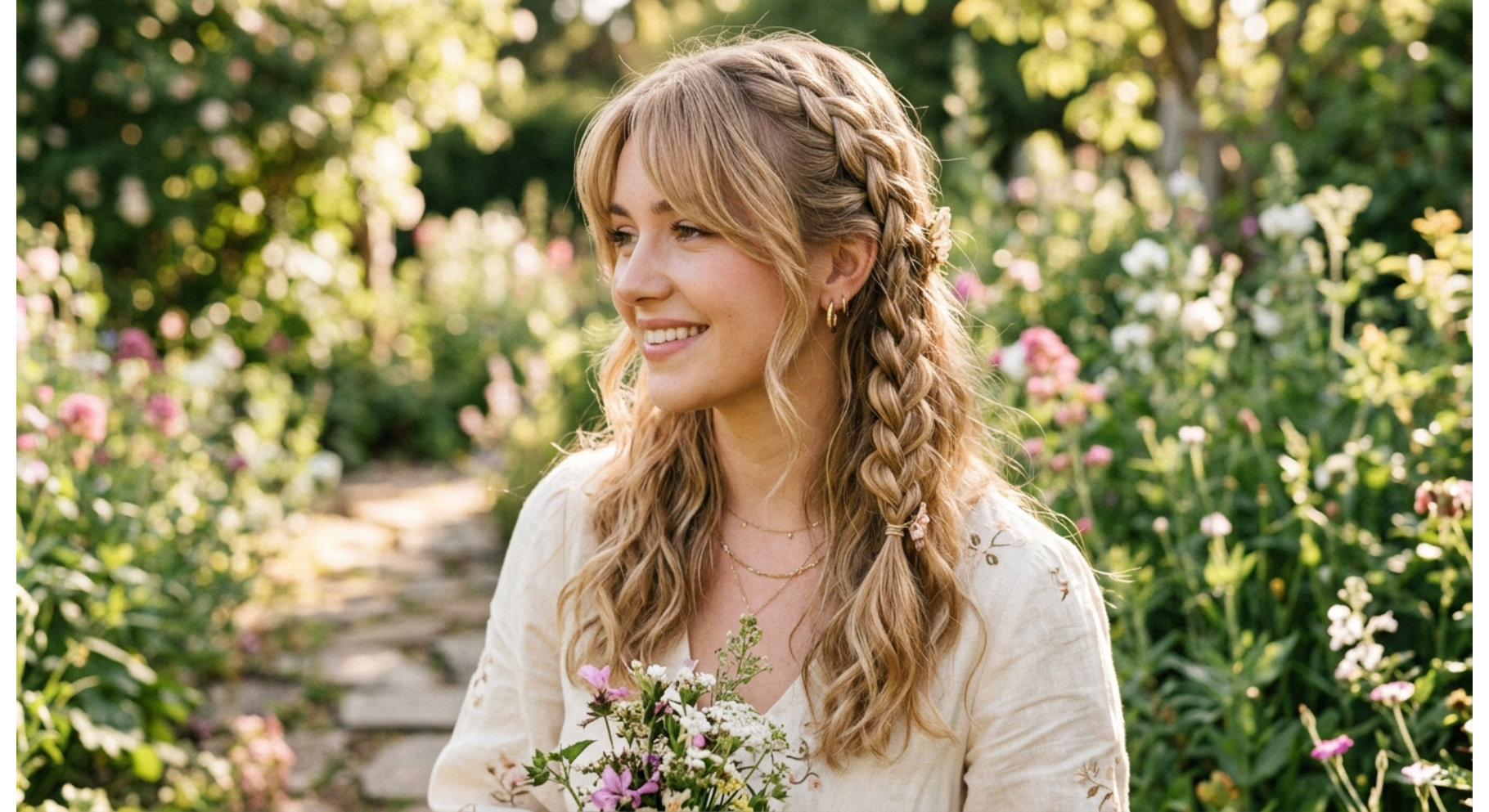 Wavy Mid Length with Side Bangs