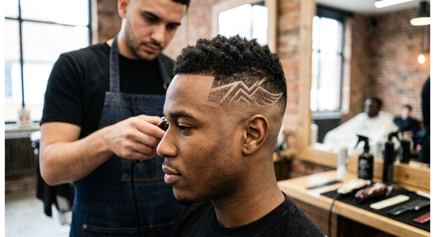 Bald Fade With Custom Graphic Design