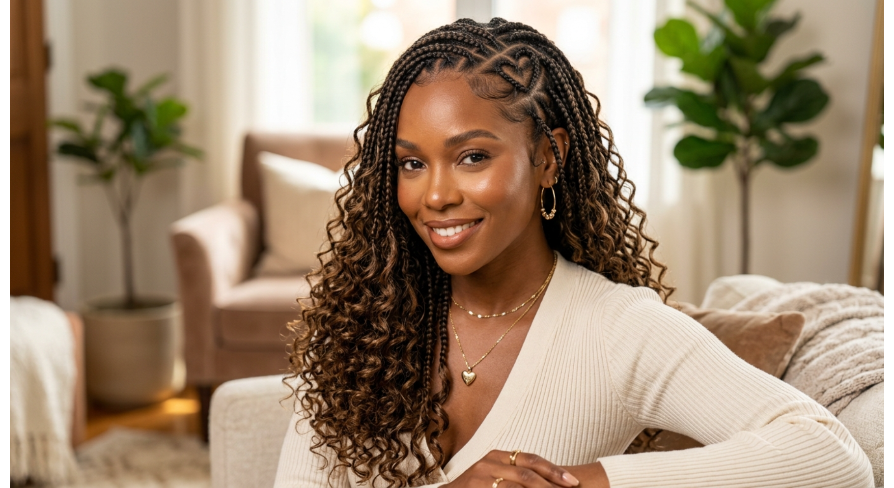 Boho Braids With Heart Shaped Parting
