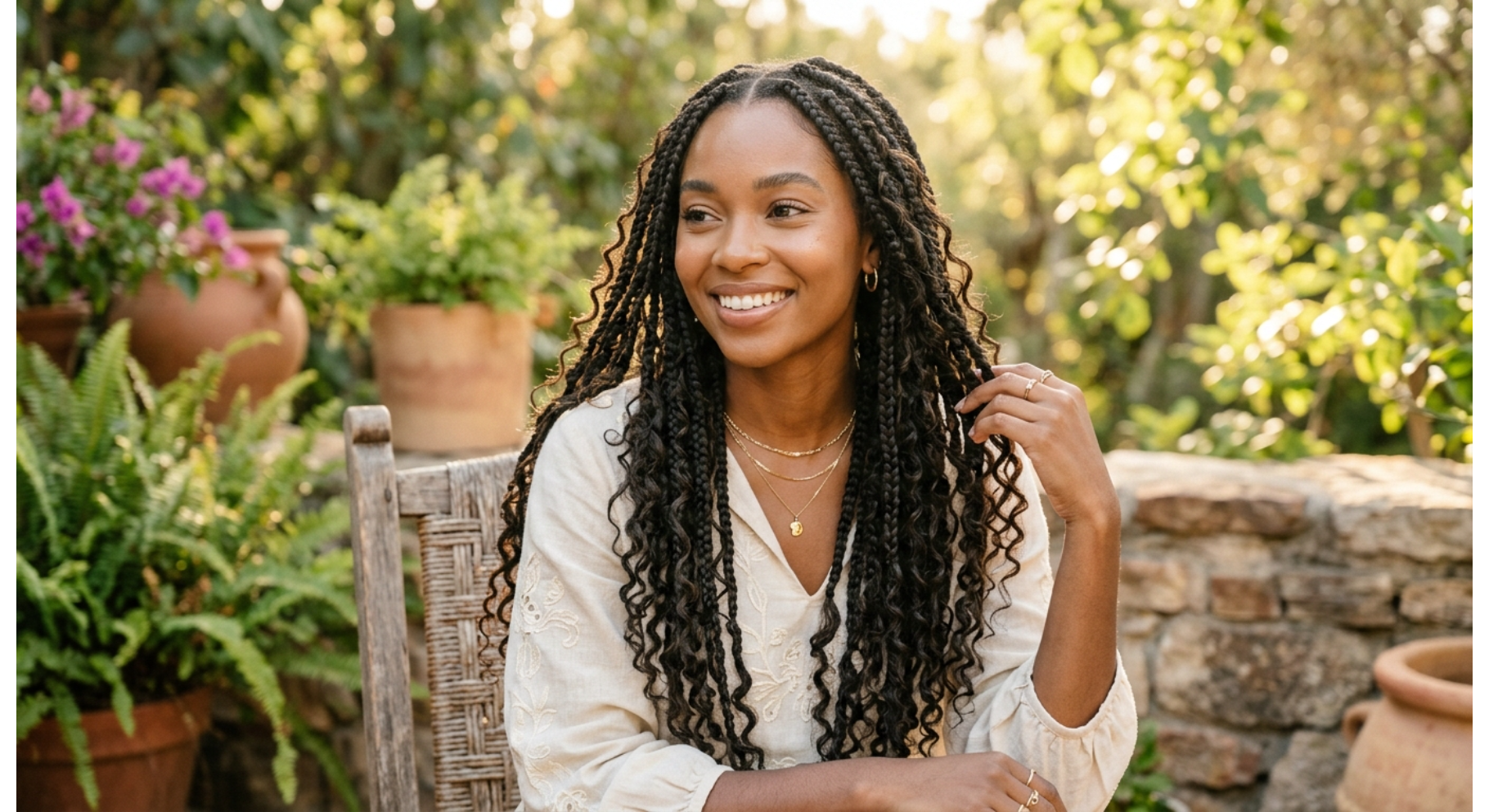 Boho Braids With Loose Spiral Curls