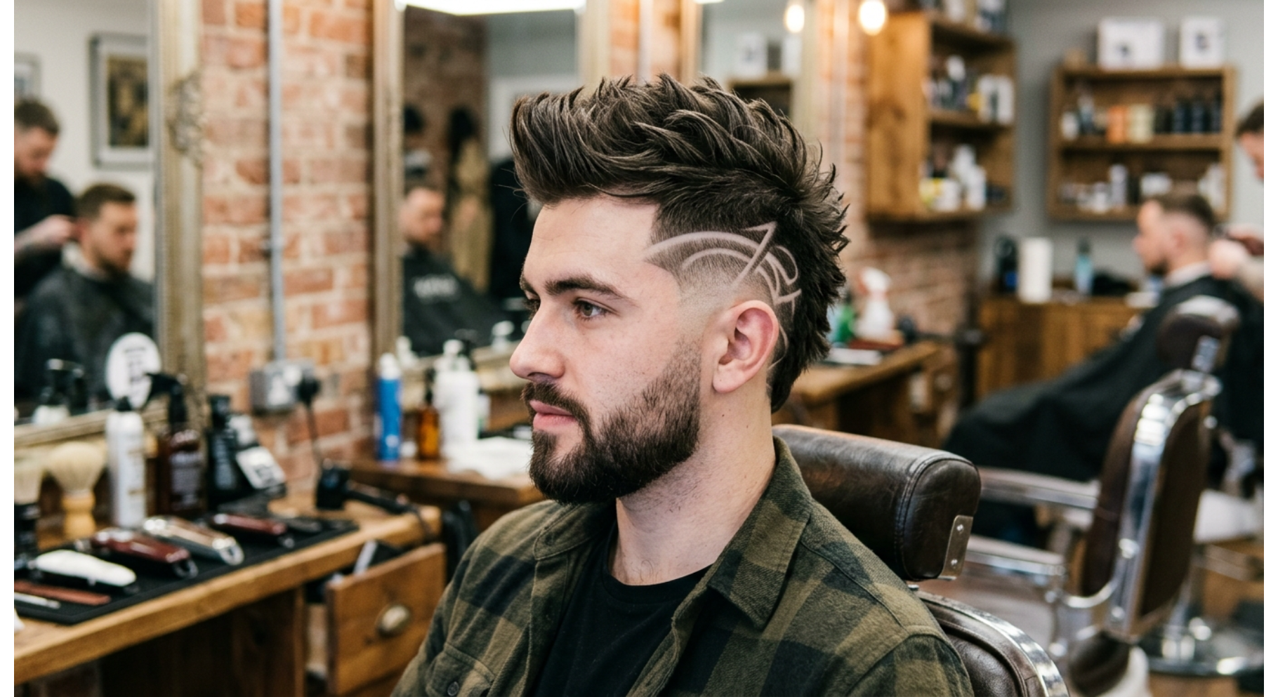 Burst Fade Mohawk With Artistic Pattern
