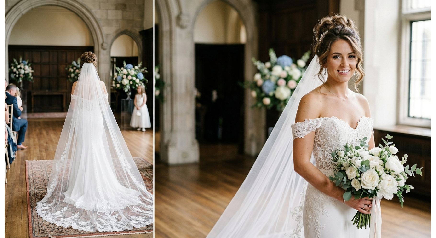 Cathedral Veil Messy Bun