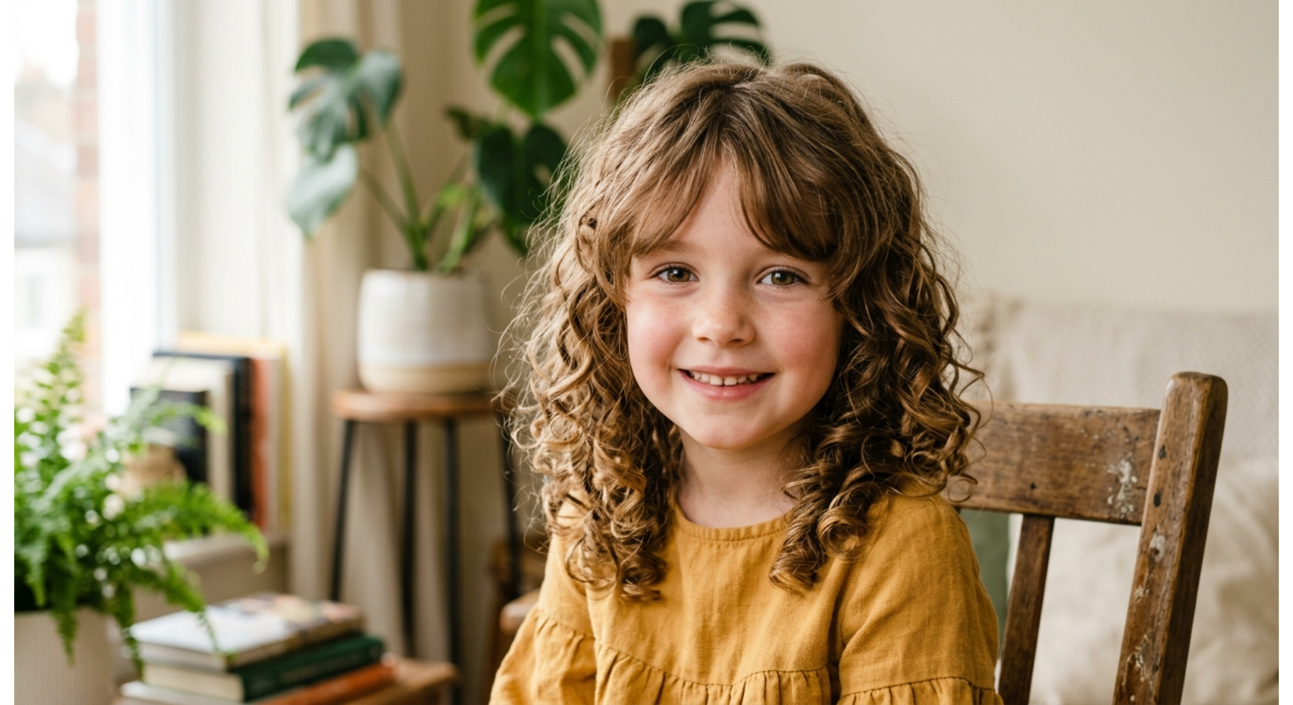 Curly Cut with Curtain Bangs