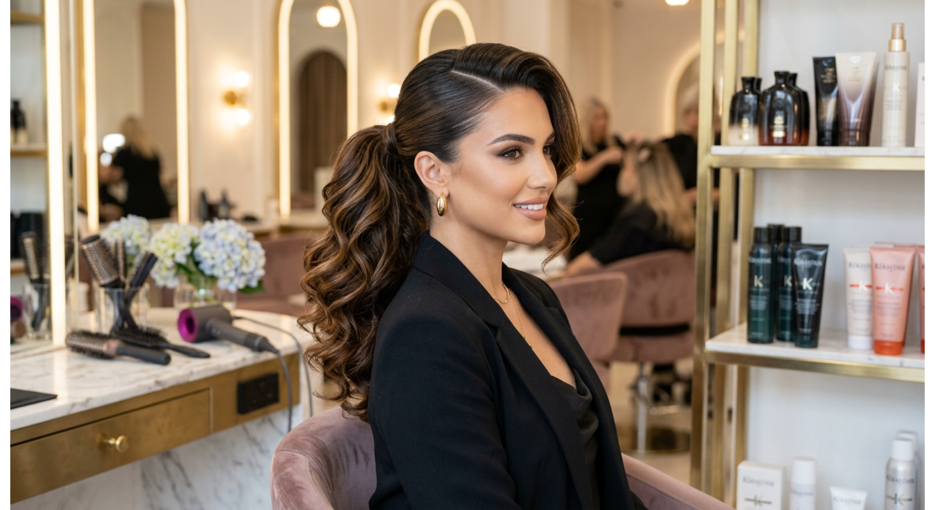 Deep Side Sweep Curly Ponytail