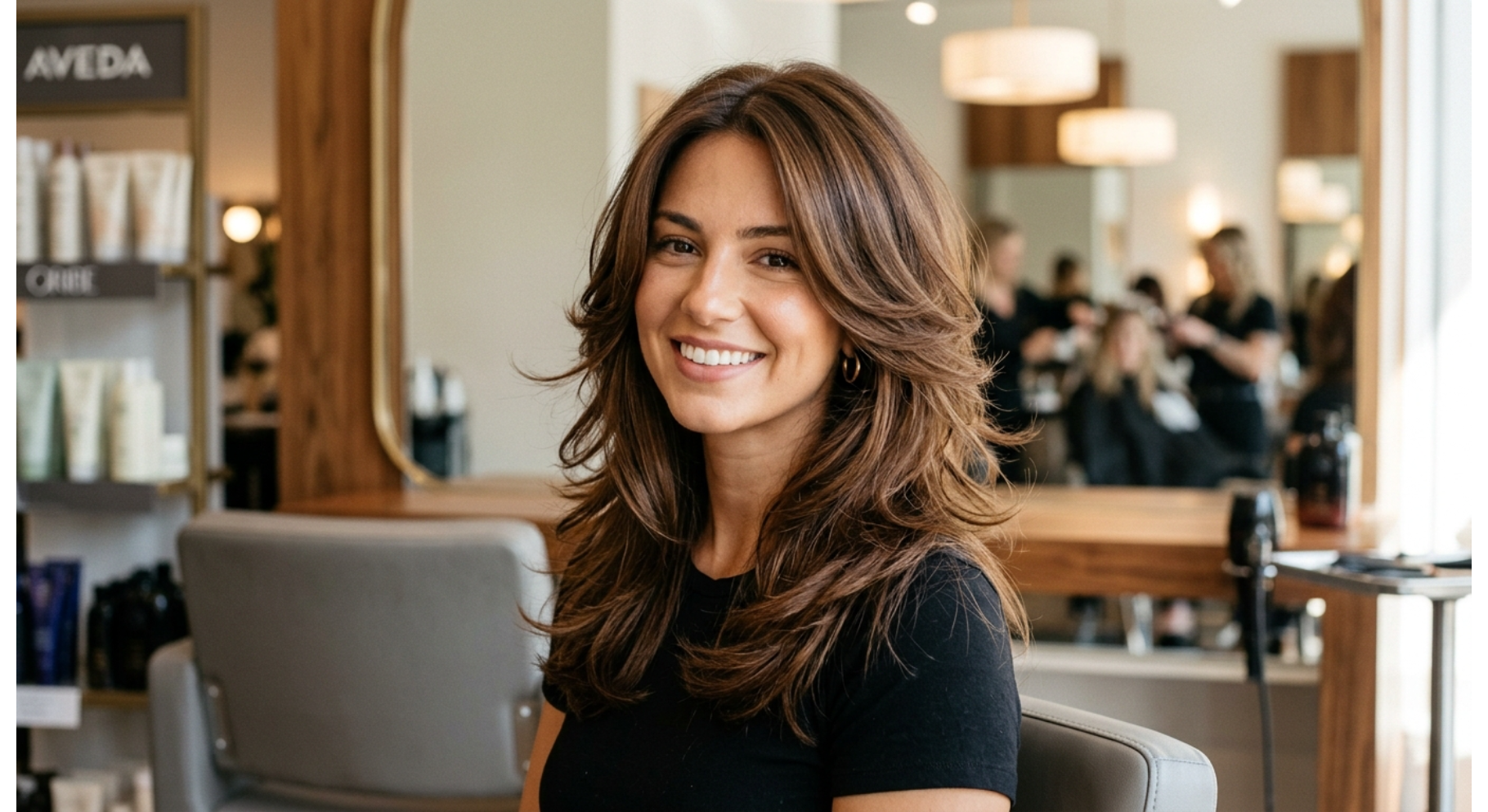Feathered Shoulder Length Hair
