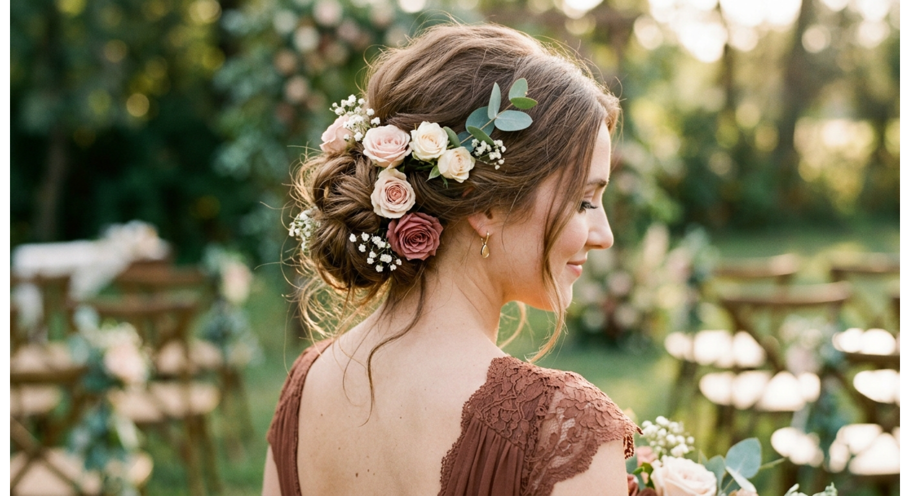 Floral Accent Messy Bun
