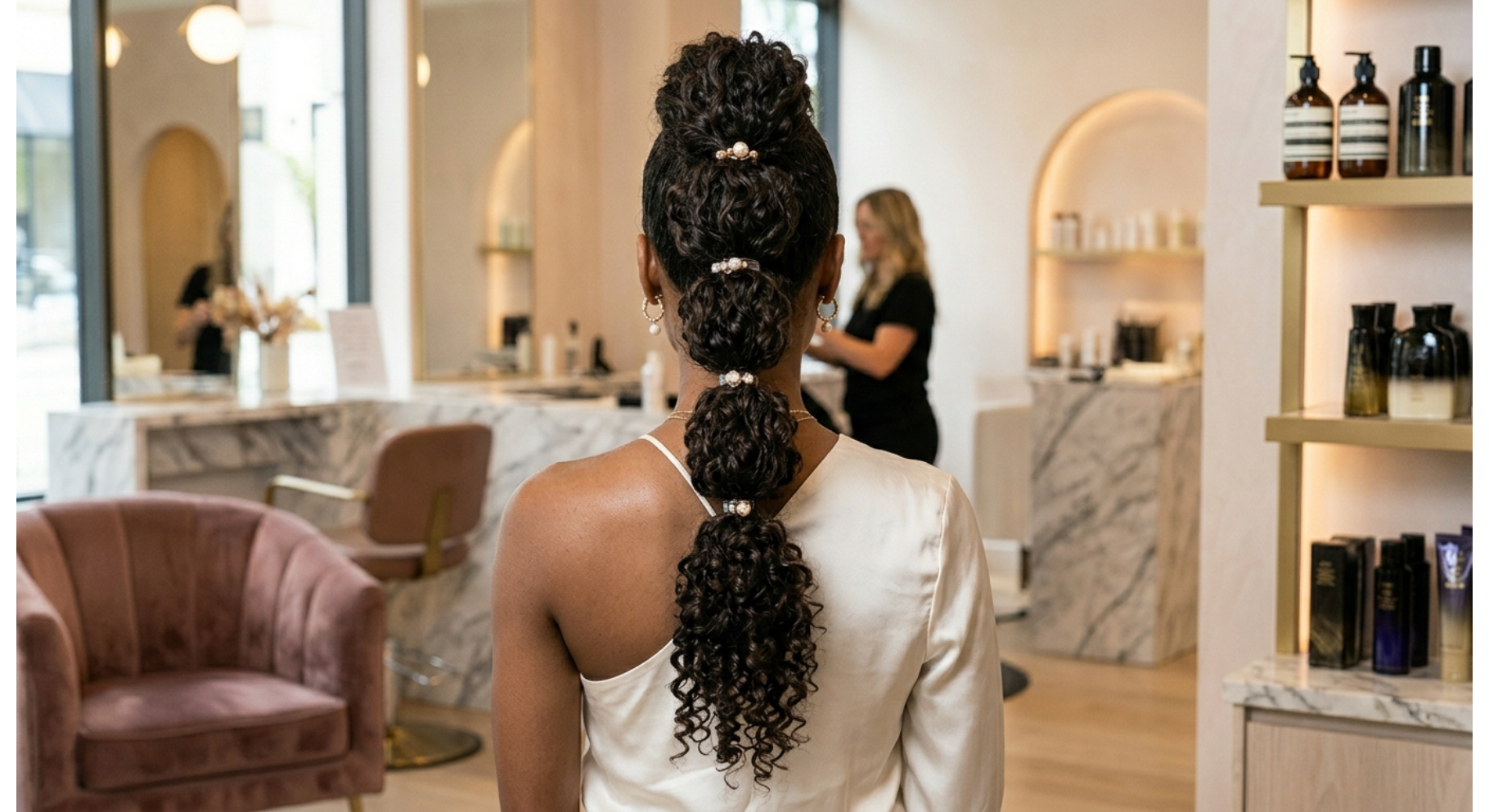High Curly Bubble Ponytail