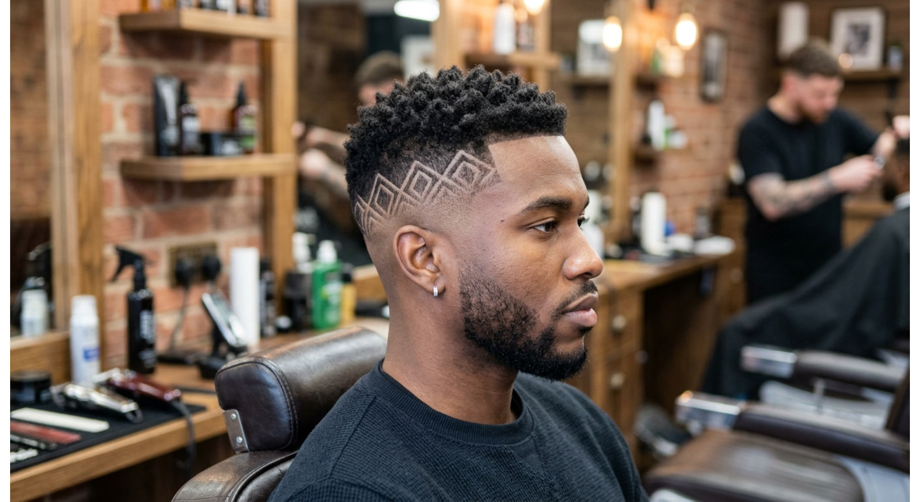 High Fade With Diamond Design