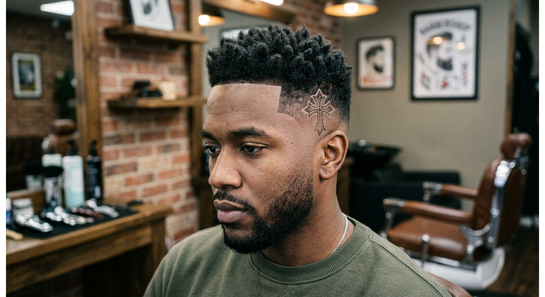 High Taper Fade With Cross Design