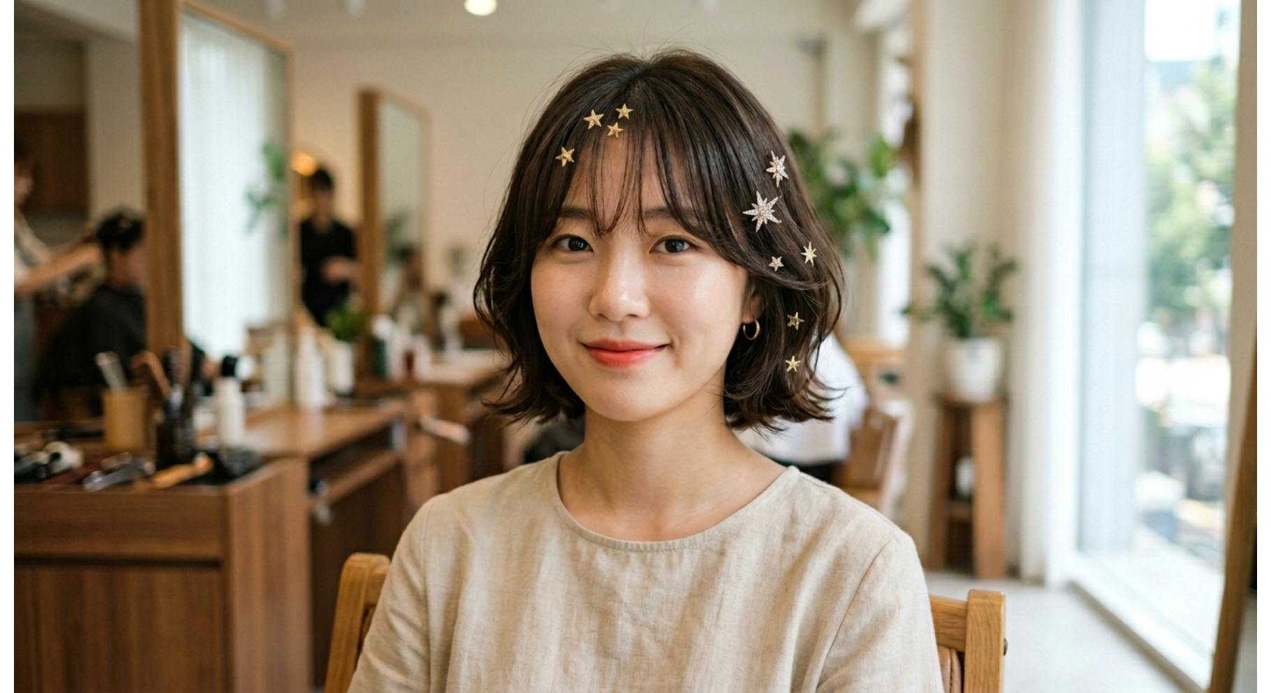 Korean Short Hair with Curtain Bangs