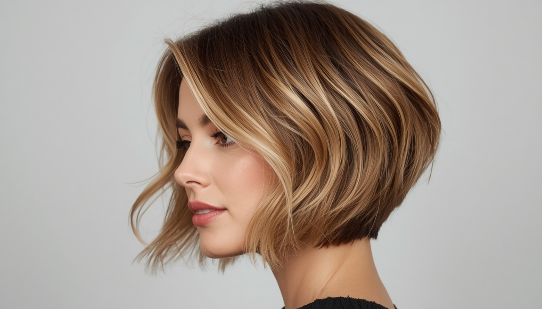 Layered Bob With Curved Ends