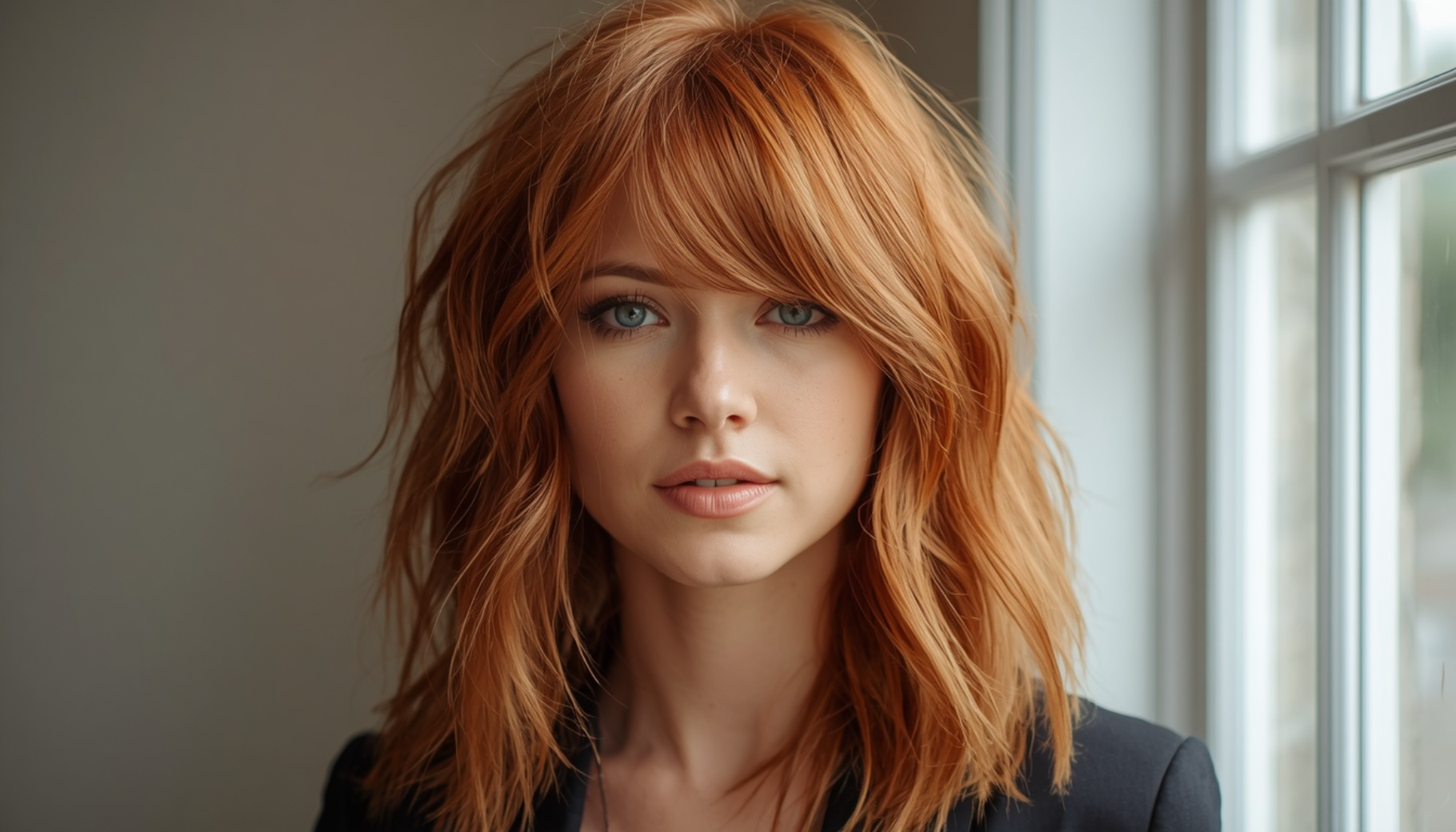 Long Shag With Choppy Layers and Side Bangs