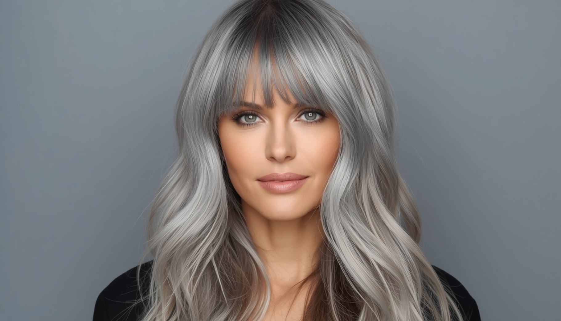 Long Shag With Loose Layers and Natural Gray Hair