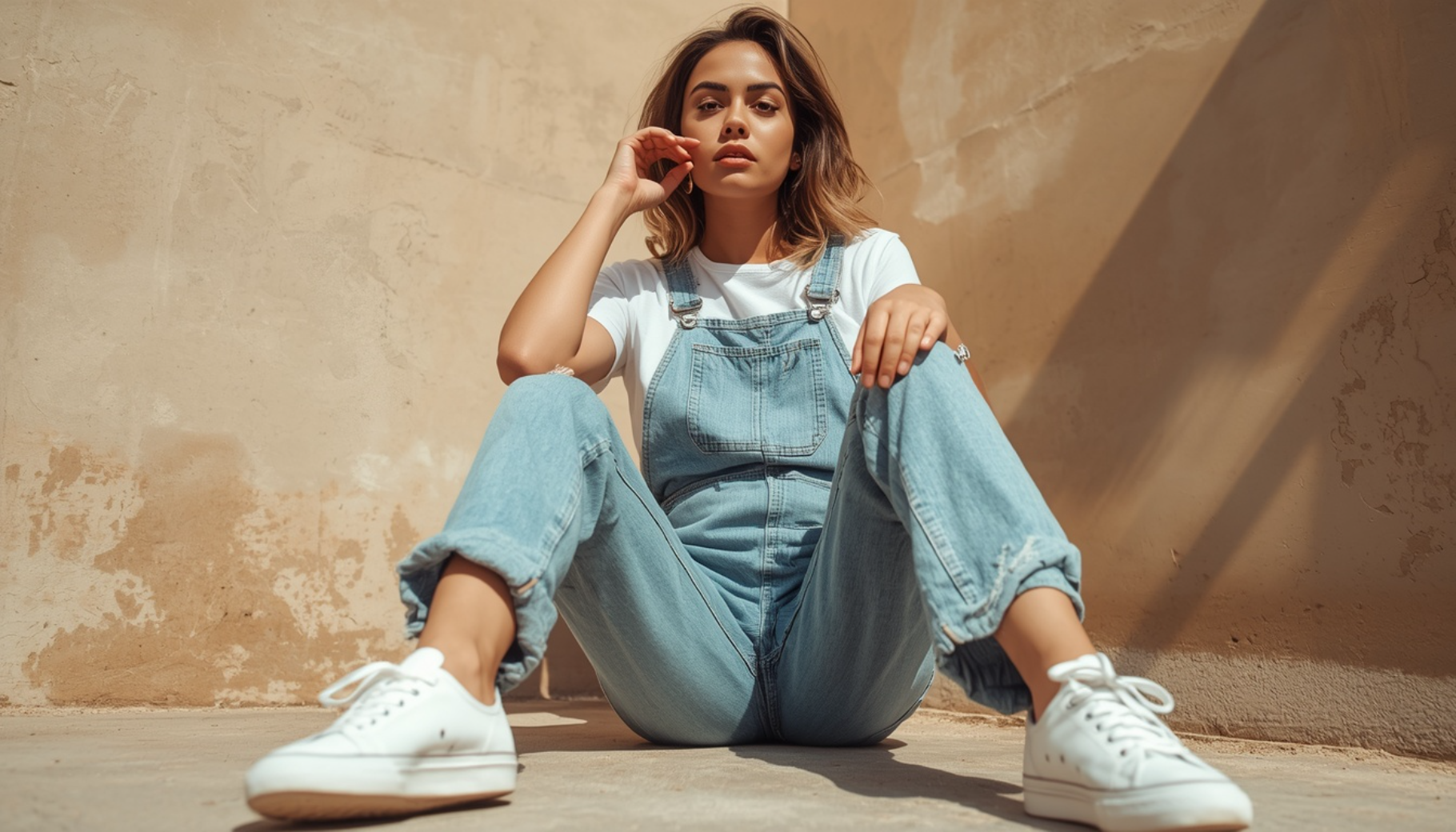 Mexico Shirt With Light-Wash Denim Overalls