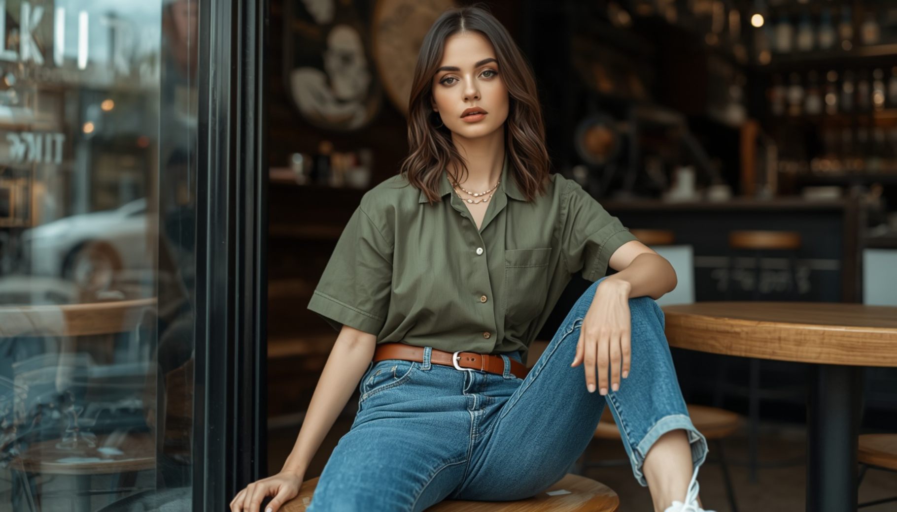 Mexico Shirt With Straight-Leg Blue Jeans