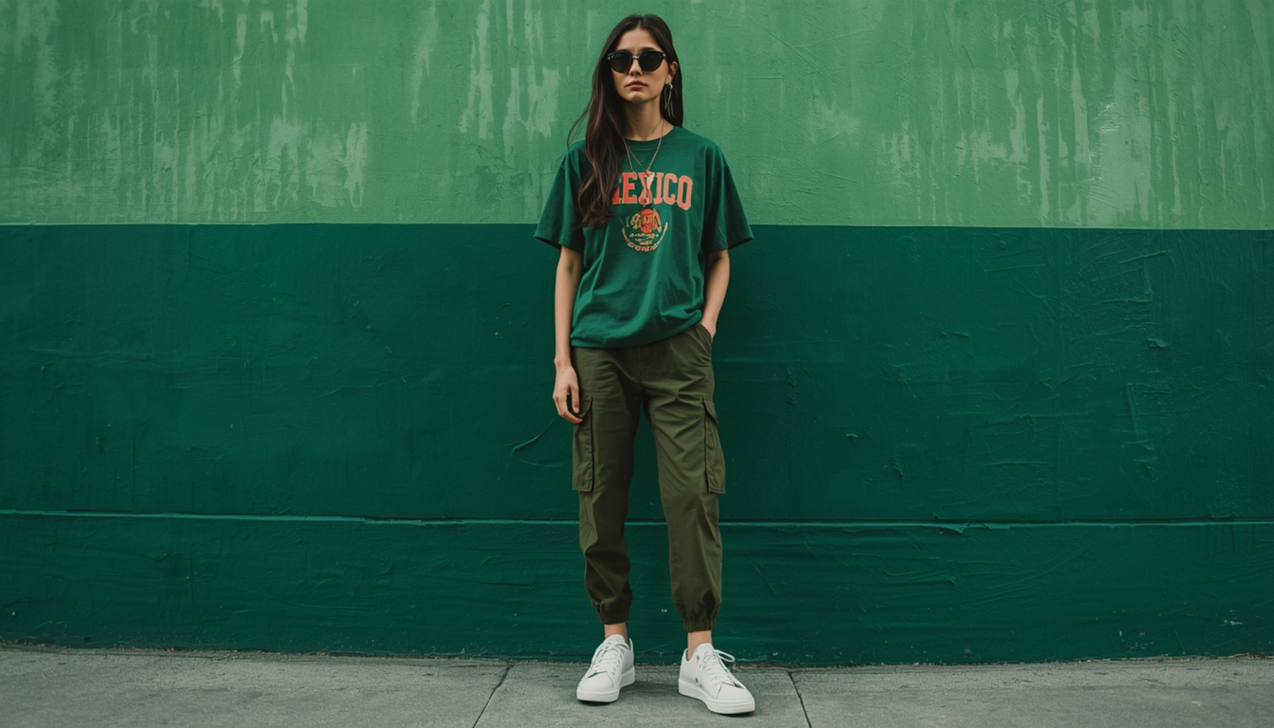 Monochrome Green Mexico Shirt Street Style